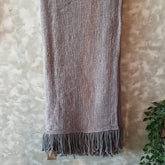 Grey Raw Cotton Throw with Fringe | 140×200cm Soft Minimalist Sofa & Bed Blanket